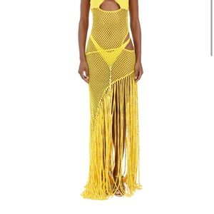 Vibrant Yellow Fringe Maxi Dress MARTHA THE BRAND